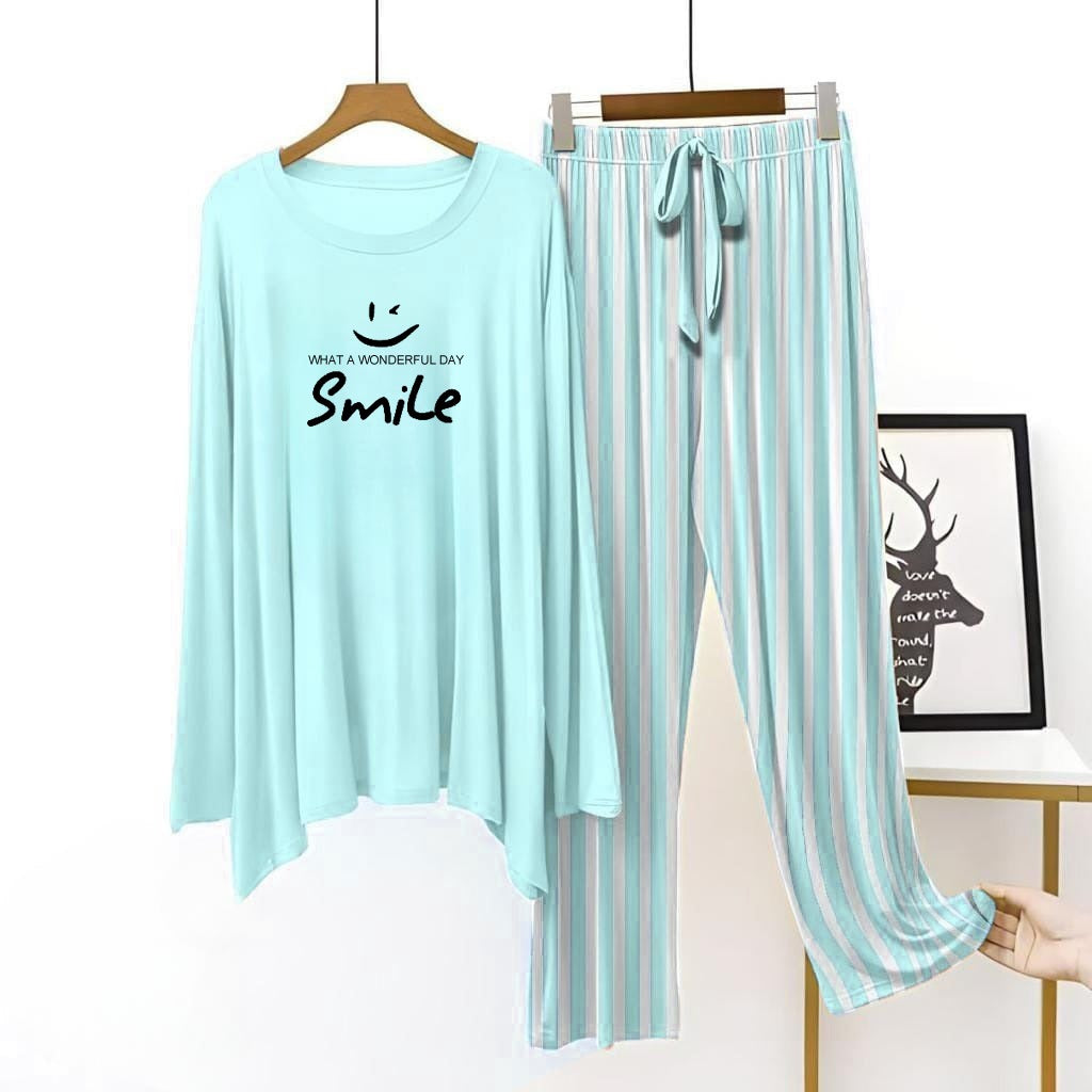 Sky Blue (What a Wonderful day) Printed Shirt With Lining Trouser ( Full Sleeves )