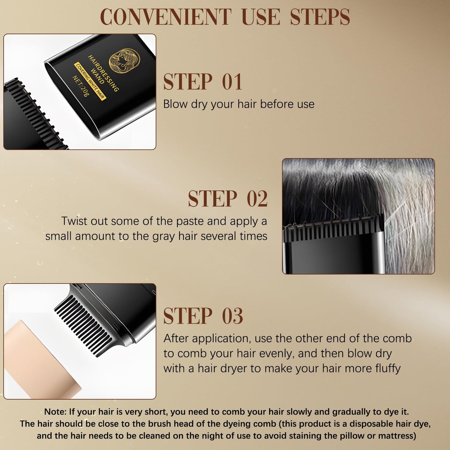 2-in-1 Hair Color Stick & Comb – Instant Gray Hair Root Touch Up
