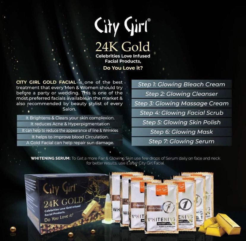 City Girl 24K Gold Facial 6 Step Kit With Serum Sachet