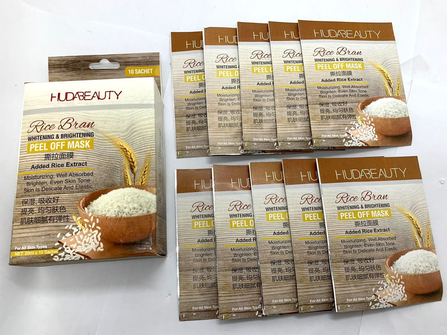 HUDABEAUTY Rice Peel-Off Mask 10 Pcs Box