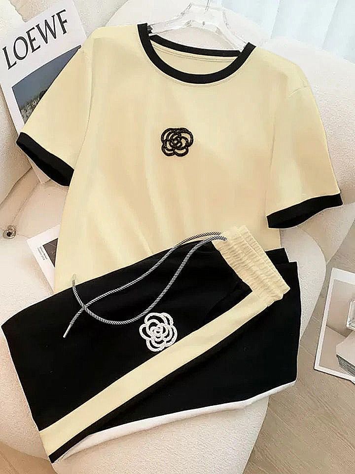 White Flower Style Track Suit