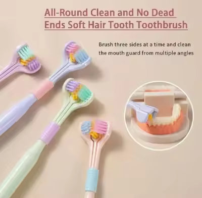 3-Sided 360° Rotating Toothbrush – Deep Cleaning Soft Bristle Tooth Brush