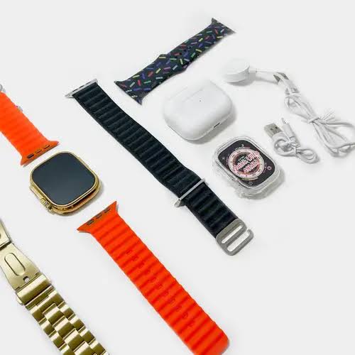 9 in 1 Combo - 7 Belts + 1 Airpods+ 1 Smartwatch with charging Cable