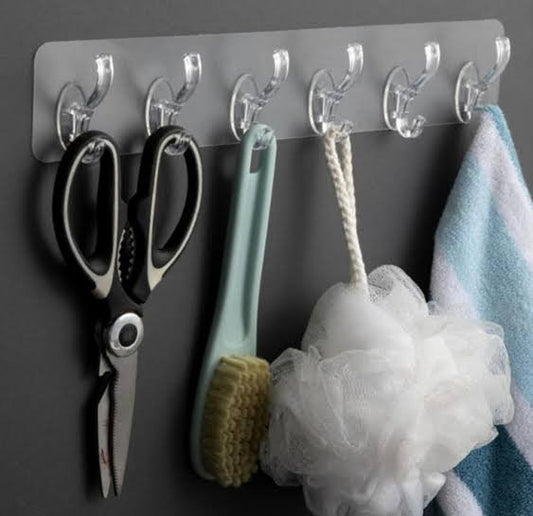Plastic 6 Wall Hooks Hanger