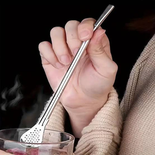 Stainless steel spoon with Straw