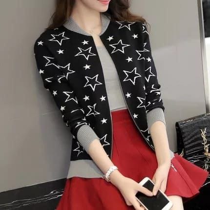 KK-18 - Women's Star Printed Zipper Jacket – Winter Collection