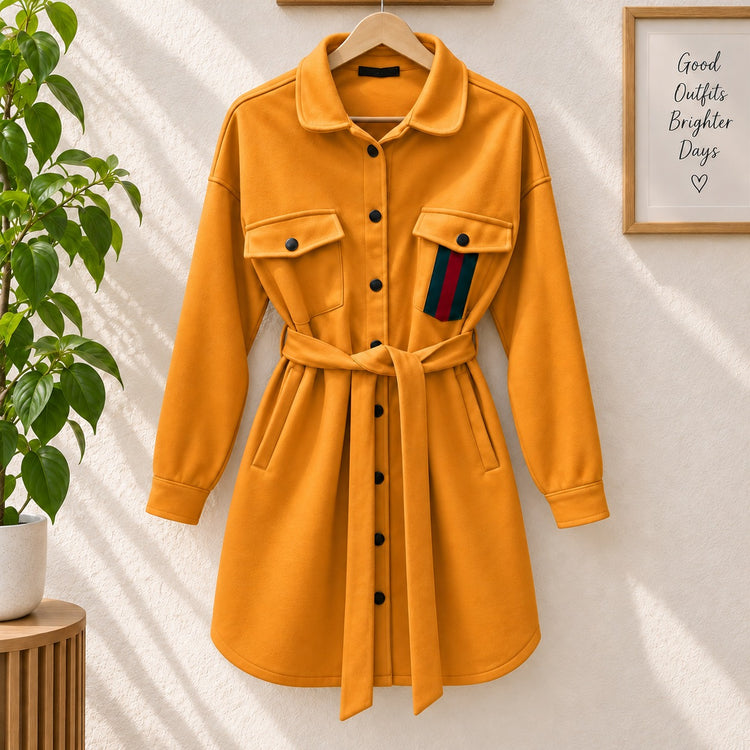KK-20 - Women's Gucci Printed Pocket Style Winter Long Coat