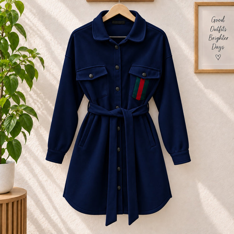KK-21 - Women's Gucci Printed Pocket Style Winter Long Coat