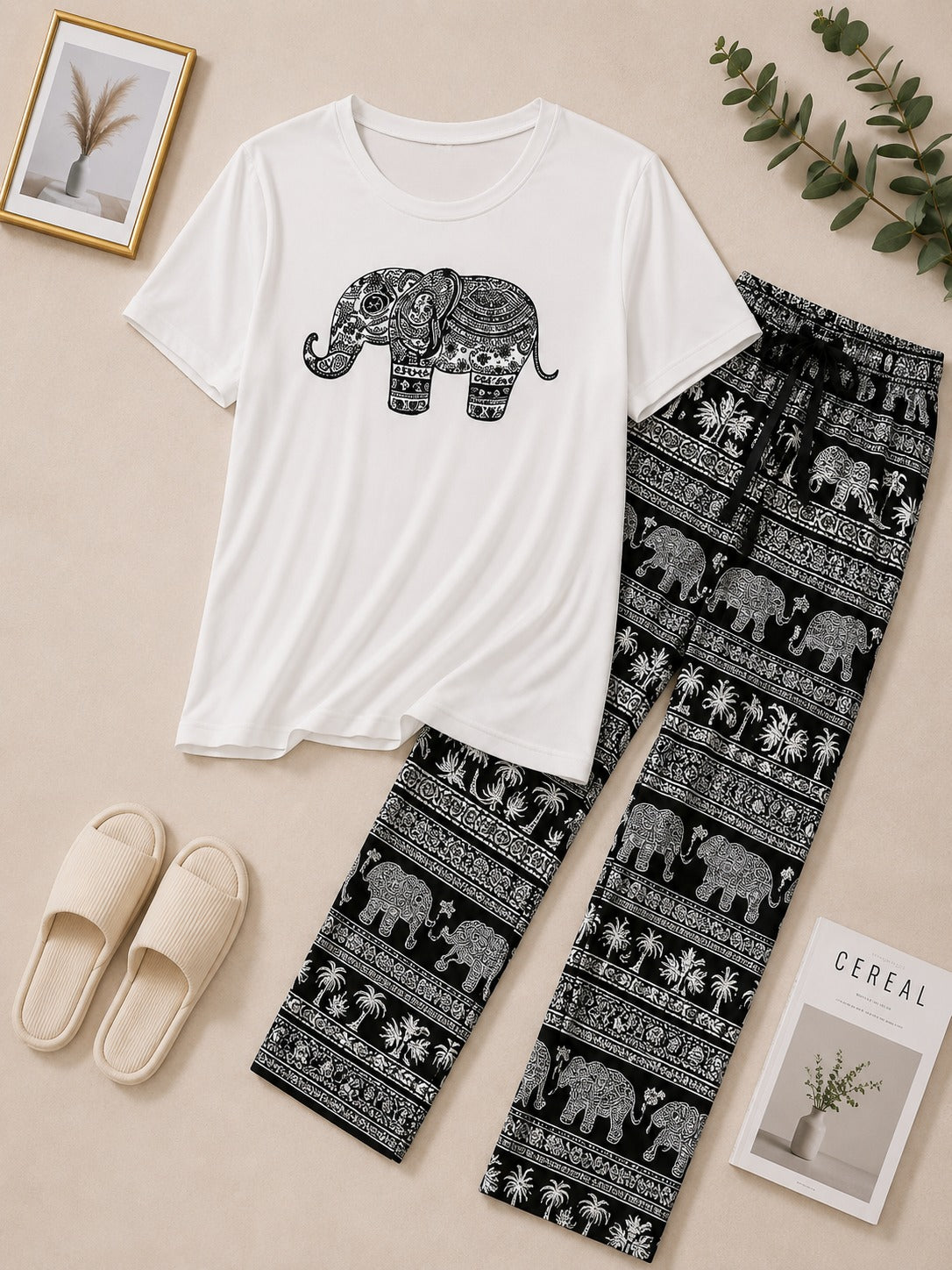 Elephant Charm Printed Night Suit