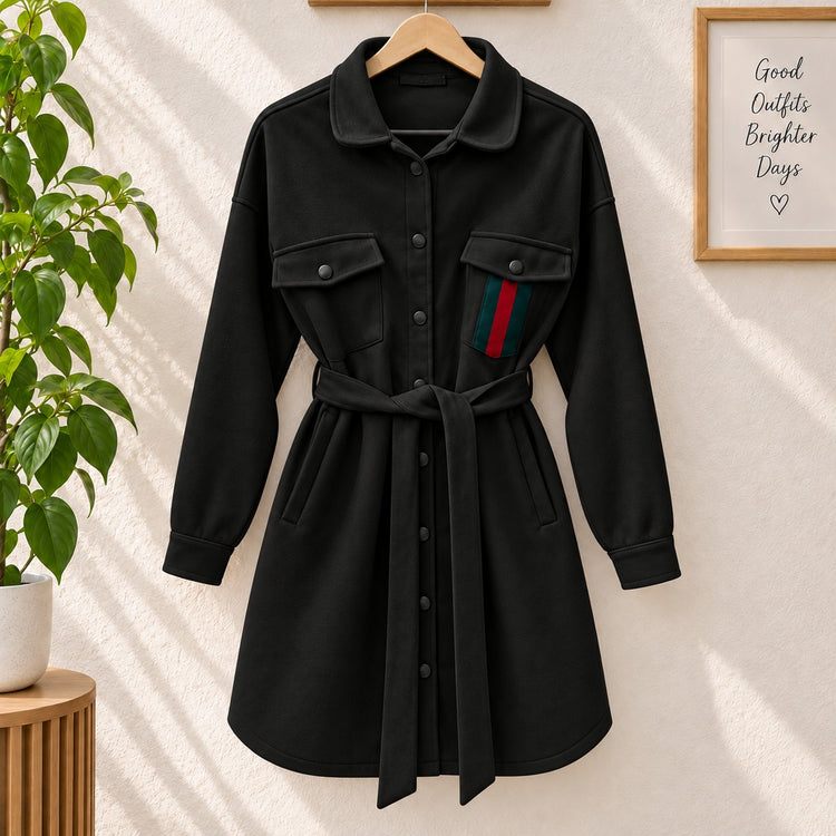 KK-23 - Women's Gucci Printed Pocket Style Winter Long Coat
