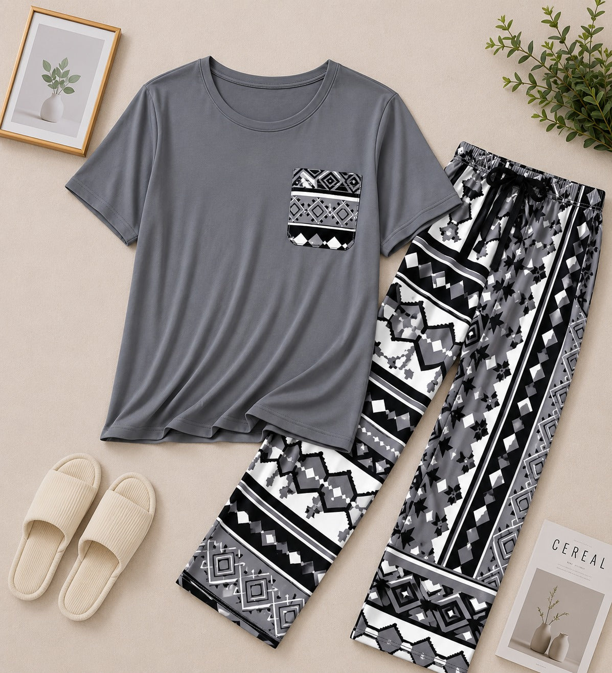 Grey Harmony Urban Pattern Sleepwear