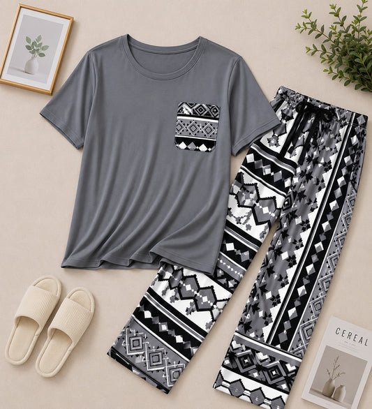 Grey Harmony Urban Pattern Sleepwear