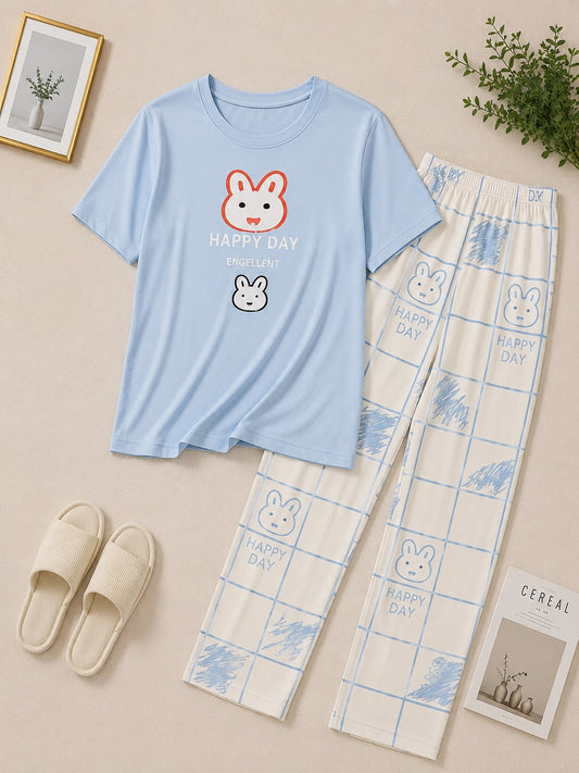 Sky Blue Bunny Night Suit