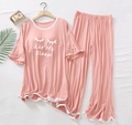 Rose Pink let me Sleep Half Sleeves Plazzo PJ Set
