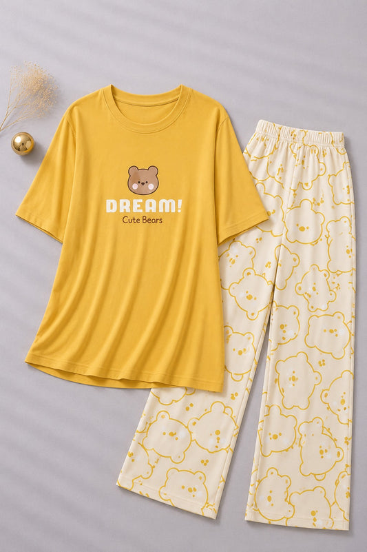 (Yellow)  Dream Cute Bears Dreamy Night Suit