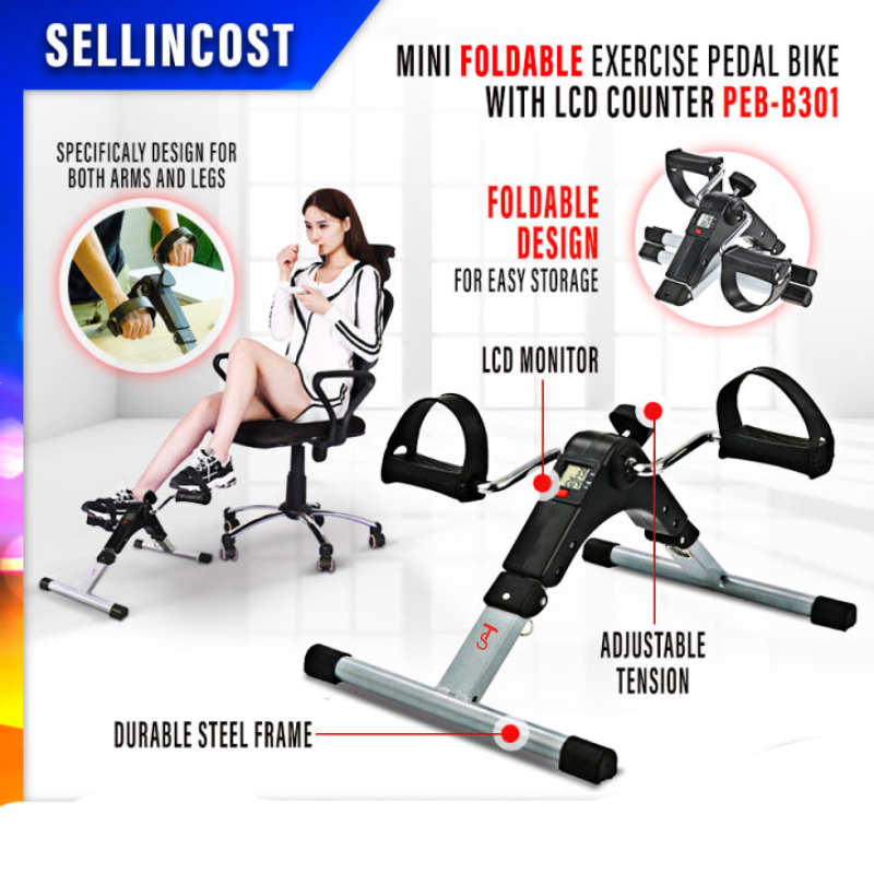 Mini Exercise Cycle Portable Pedal Bike for Hands and Feet with Slip-Resistant Grips