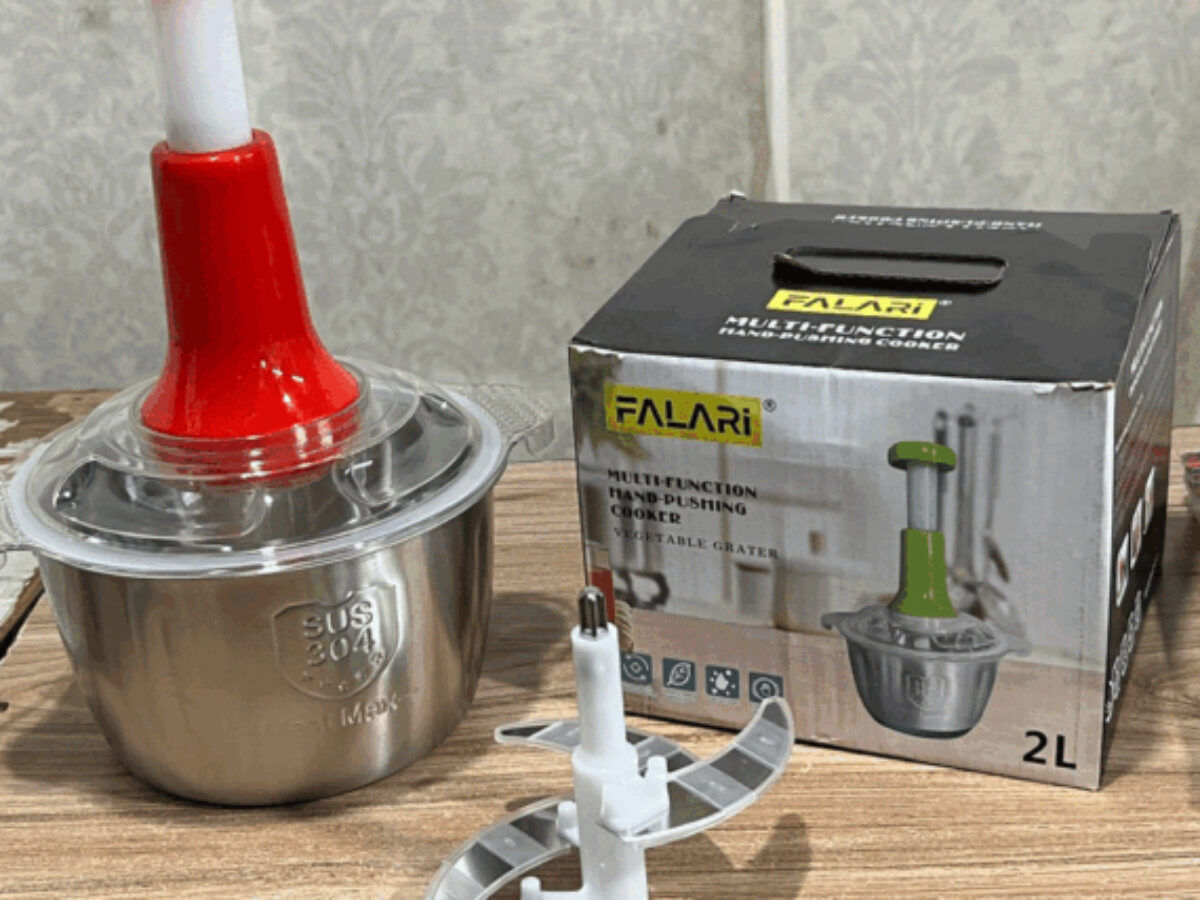 2.0Litre 4 Blades Premium Quality Meat and Vegetable Push Chopper with Stainless Steel Bowl