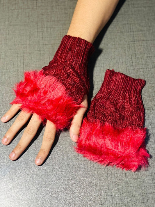 Winter Wool Hand Gloves For Women (Random Colors)
