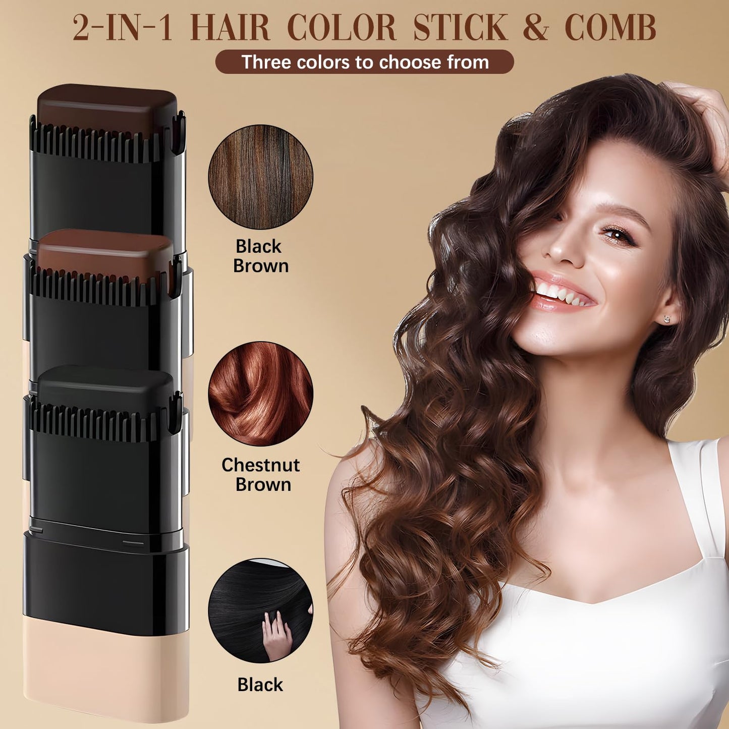 2-in-1 Hair Color Stick & Comb – Instant Gray Hair Root Touch Up