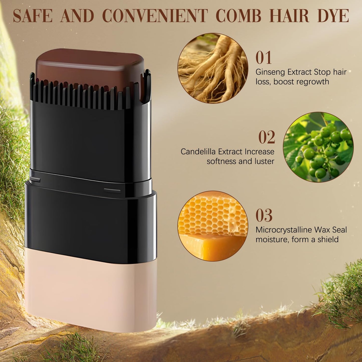 2-in-1 Hair Color Stick & Comb – Instant Gray Hair Root Touch Up