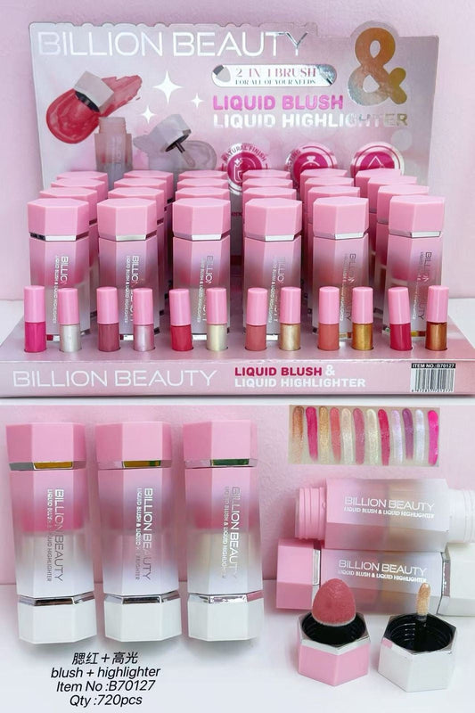 1Pcs ( BILLION BEAUTY 2 in 1 Liquid Blush & Liquid Highlighter )