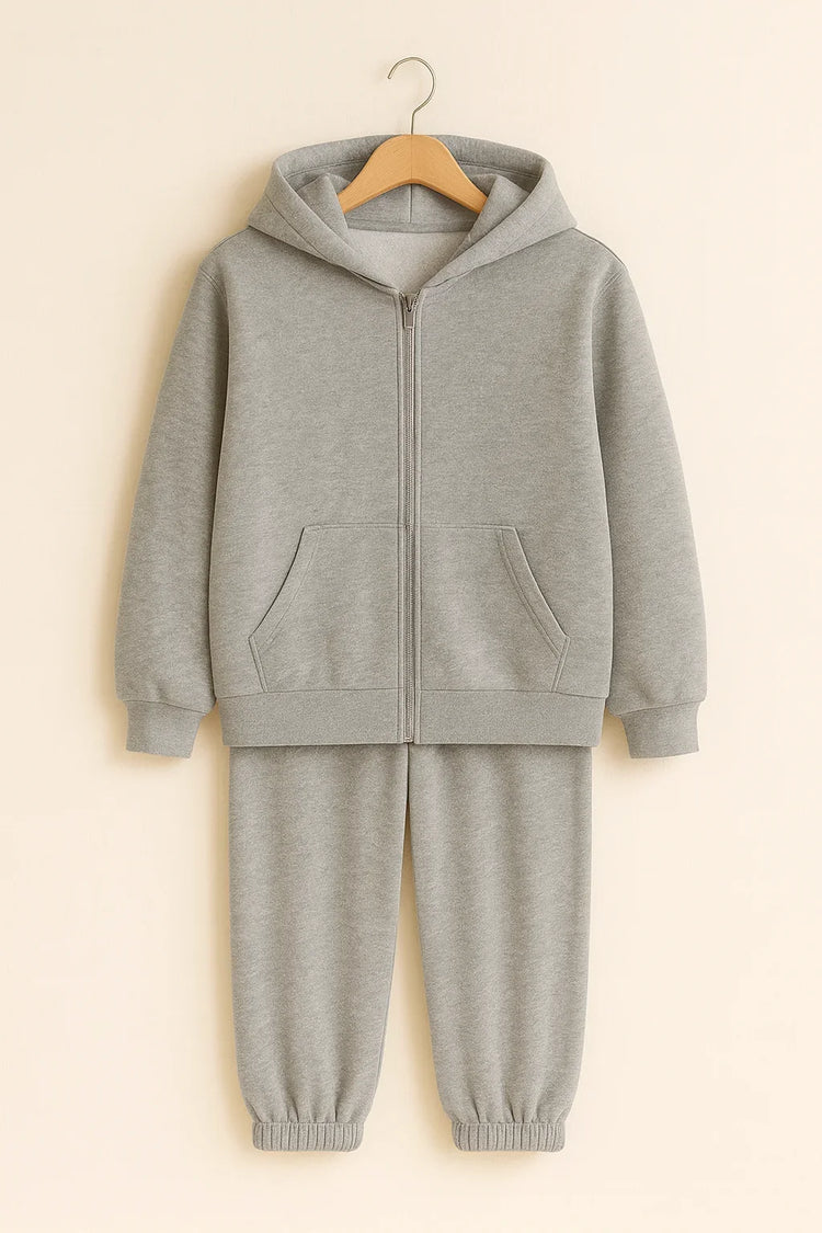 Cloud flower Zipper Tracksuit - Light Gray
