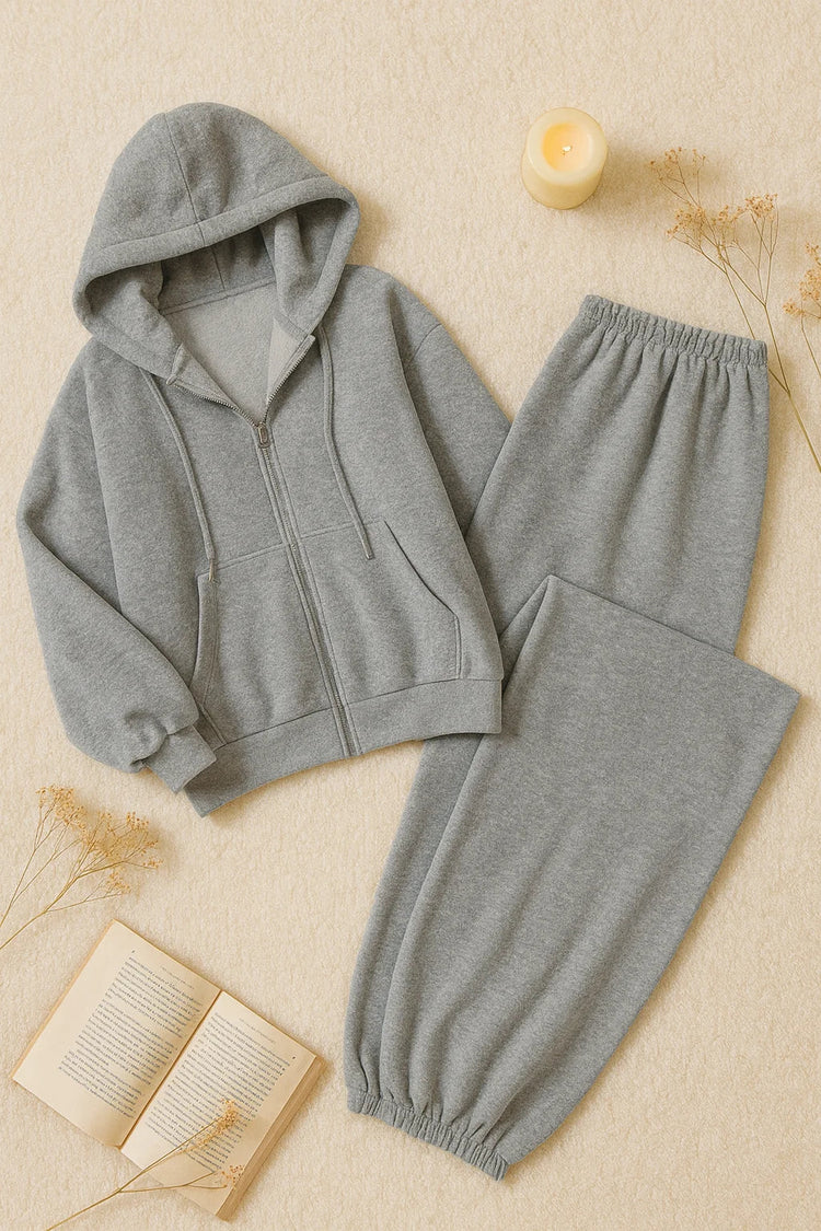 Cloud flower Zipper Tracksuit - Light Gray