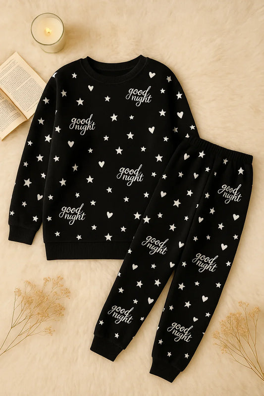 Winter Black Goodnight Comfort Co-Ord Set Night Suit