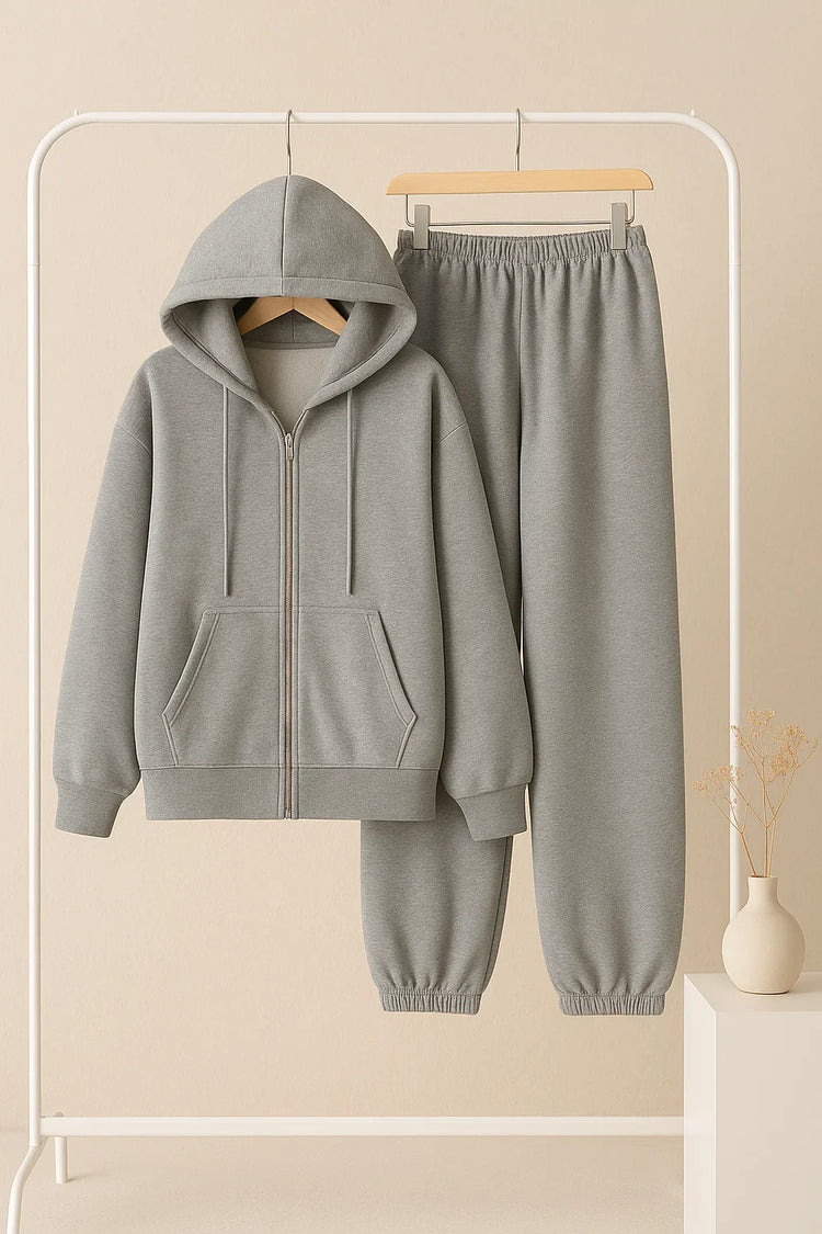 Cloud flower Zipper Tracksuit - Light Gray