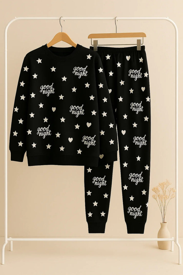 Winter Black Goodnight Comfort Co-Ord Set Night Suit