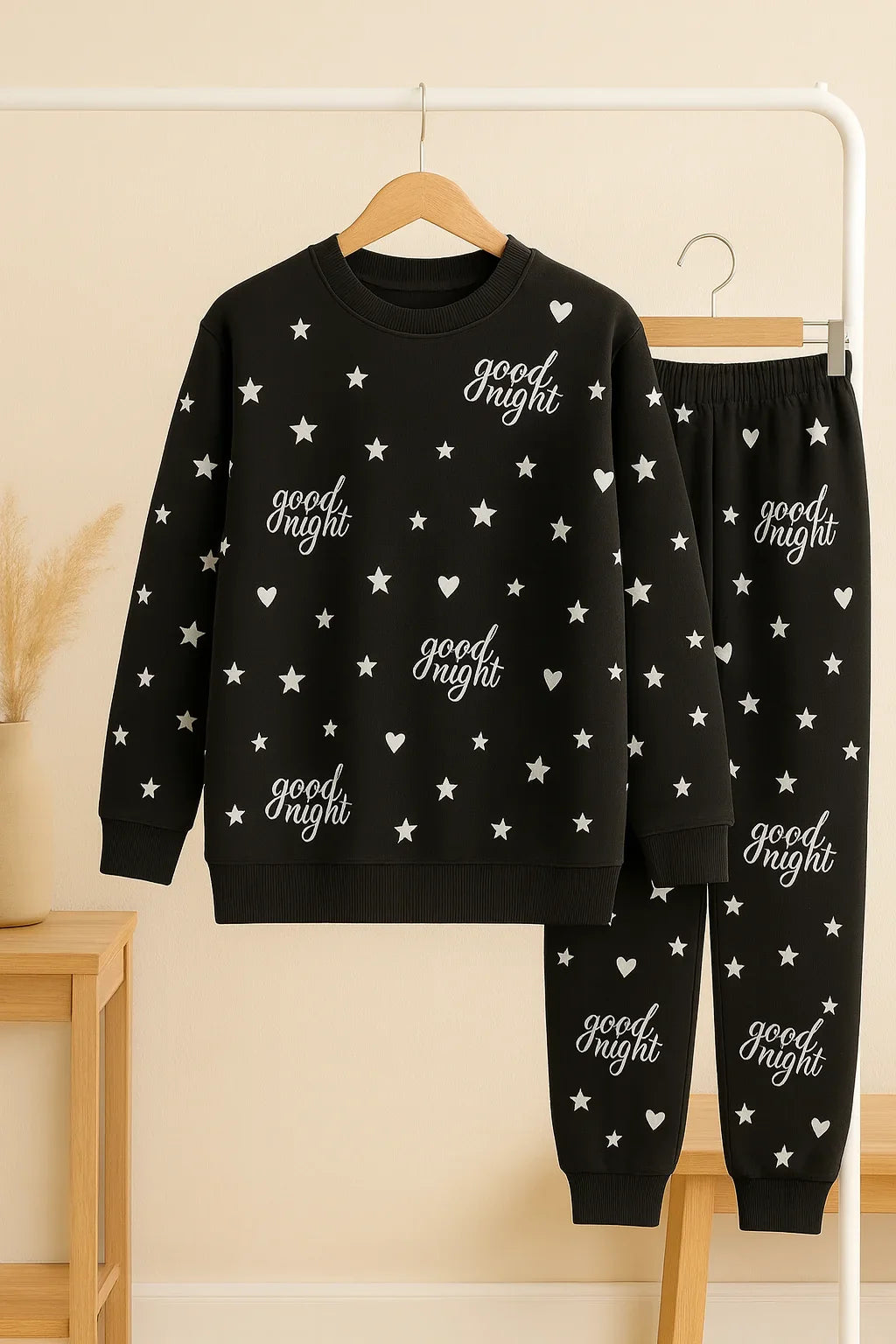 Winter Black Goodnight Comfort Co-Ord Set Night Suit