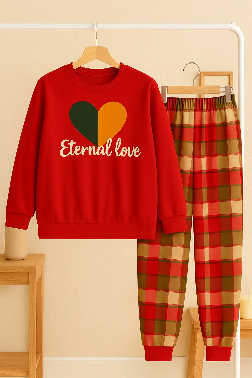 Winter Red Eternal Love Co-Ord Set Night Suit