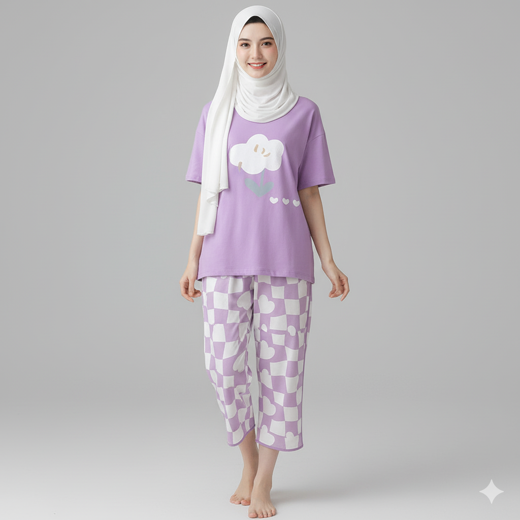 LALIQUE  FLOWER  NIGHT DRESS FLOWER PRINTED IN COTTON FABRIC