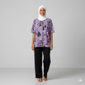 Purple Multi Planets Printed Shirt With Black Trouser