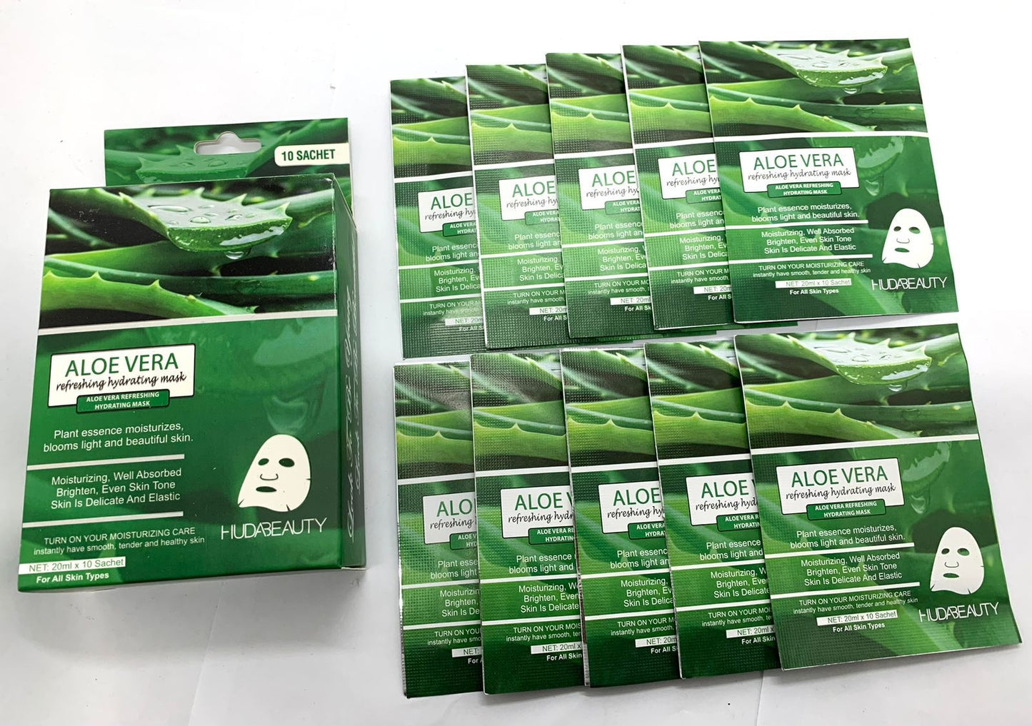 HUDABEAUTY Aloe Vera Peel-Off Mask 10 Pcs Box
