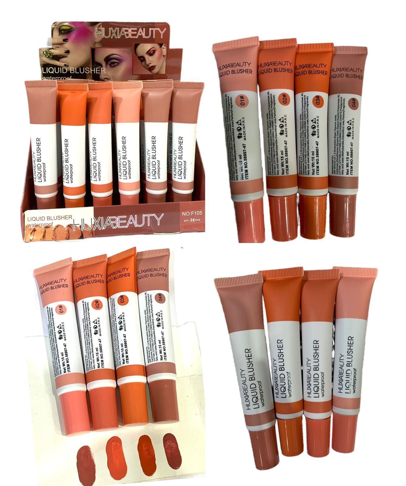 4 Pcs Set Liquid Blusher Waterproof HUXIABEAUTY Liquid Blush
