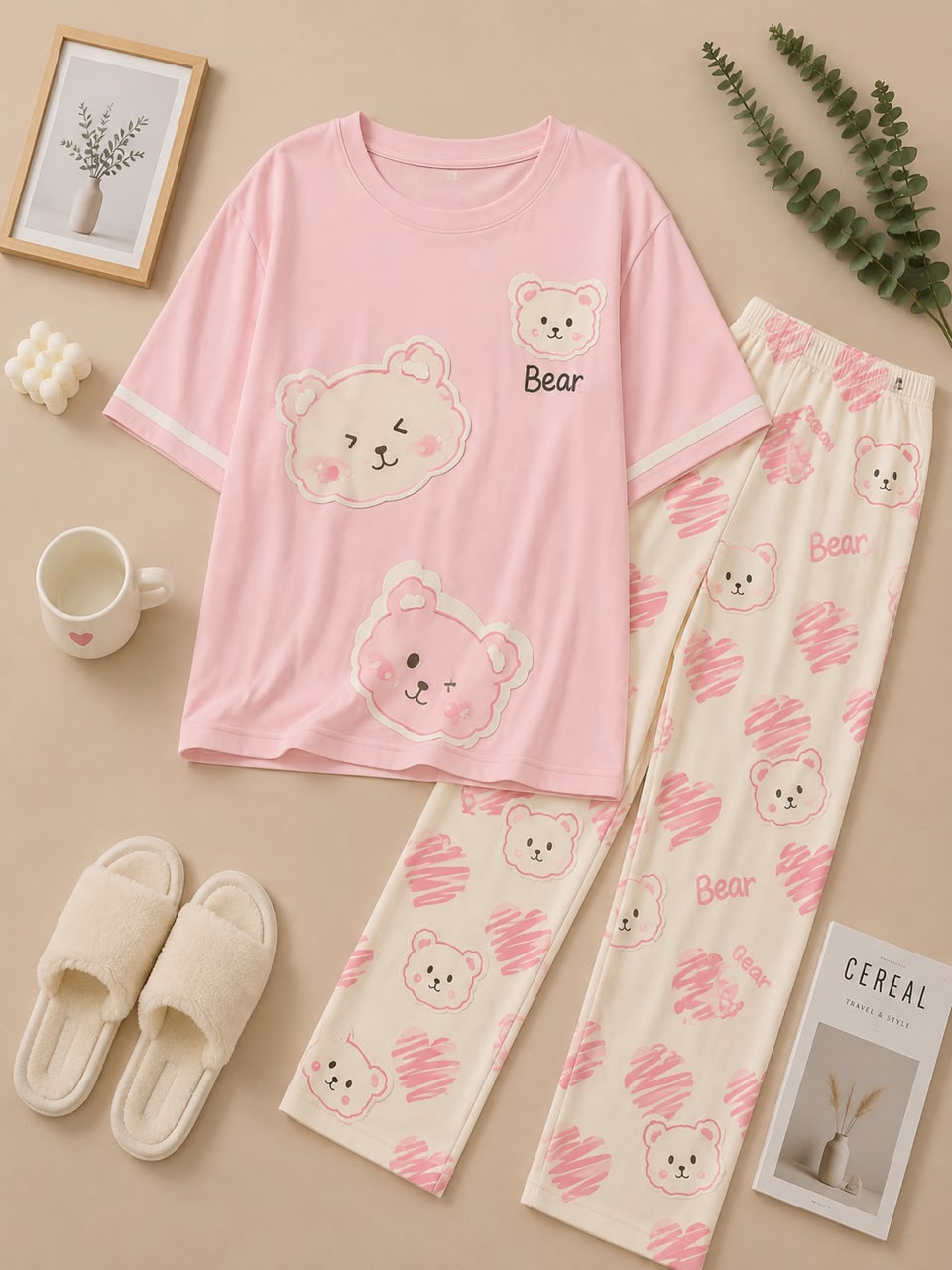 Baby Pink Teddy Dreams Night Suit