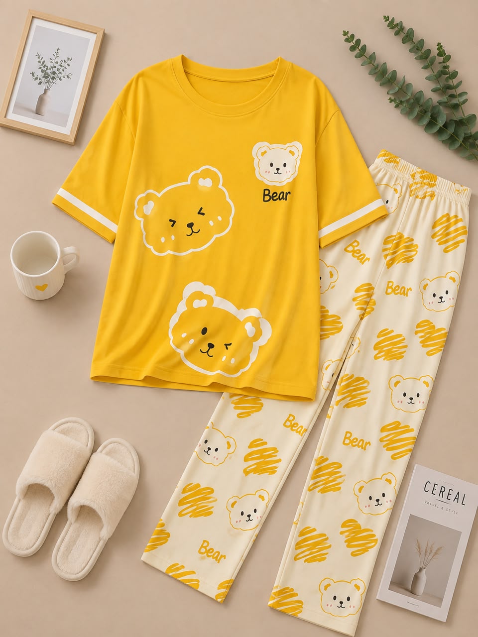 Yellow Teddy Dreams Night Suit