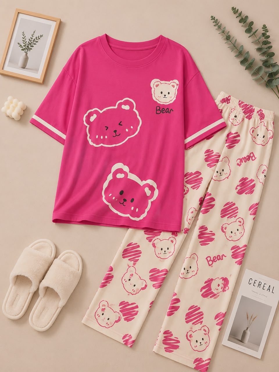 Pink Teddy Dreams Night Suit