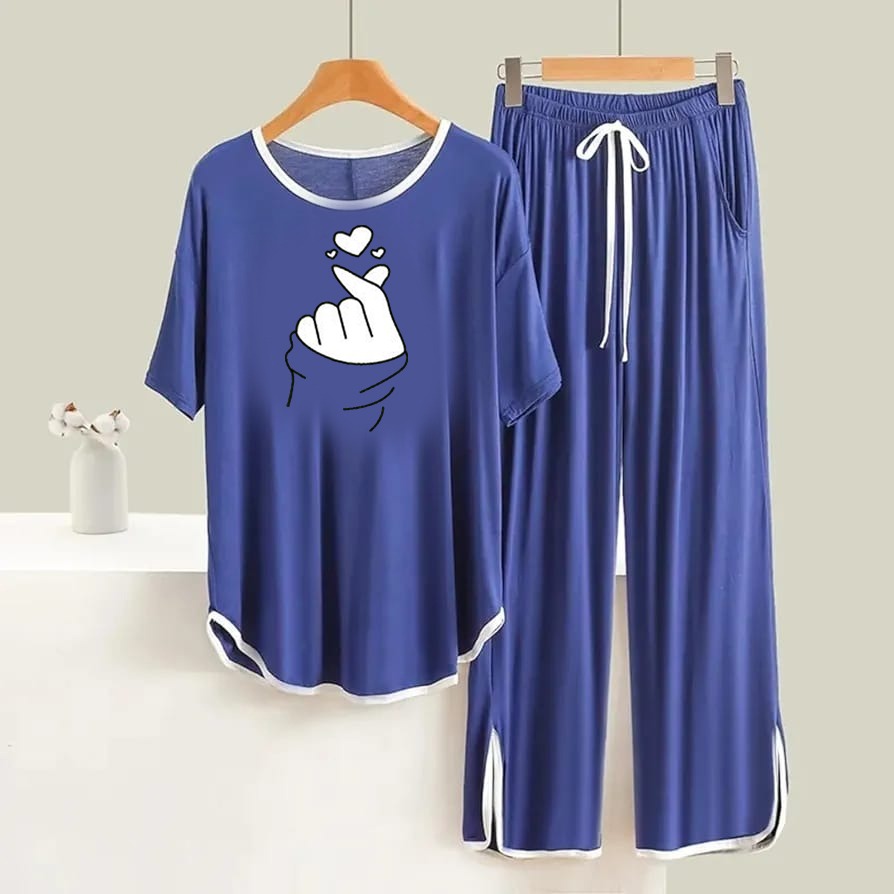 Blue with White Border Finger Love Printed Flapper Style Dress