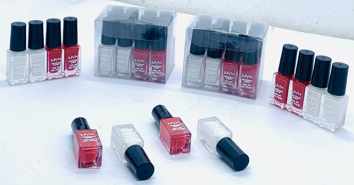 Nyx Peel-Off Nail Polish 12 Pcs Box (Red & White)