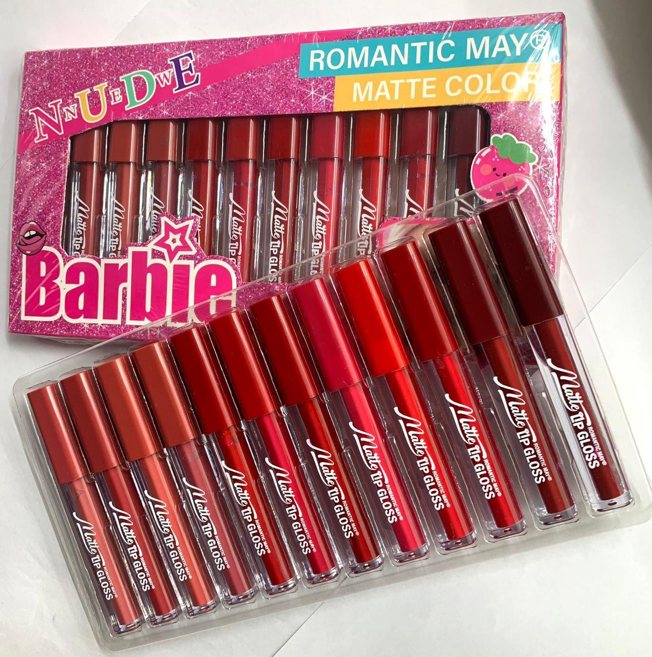 ROMANTIC MAY Barbie Matte Lipgloss 12 Pcs Pack