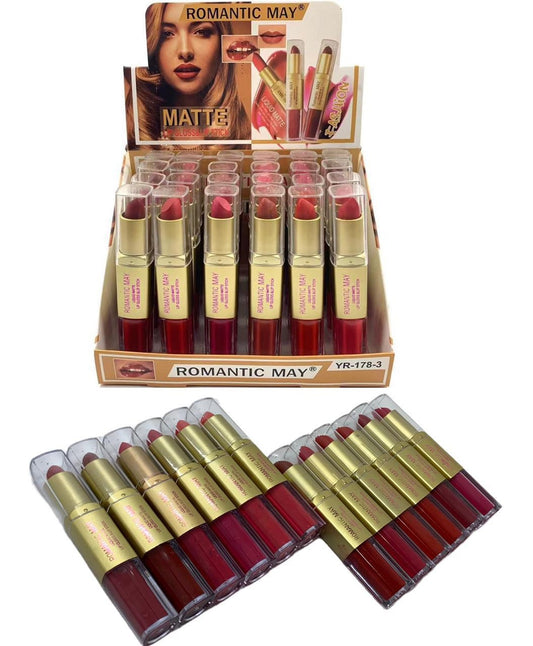 Romantic May 2in1 Matte Lipgloss & Lipstick 12 Pcs Set