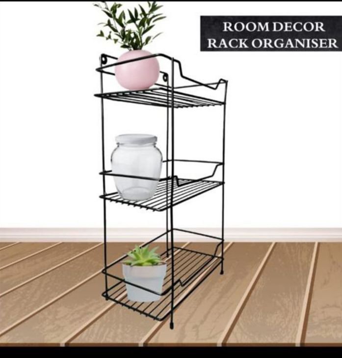 3 Sqaure Shape Tier Multipurpose Organizer for Kitchen & Bathroom (With screw hooks)