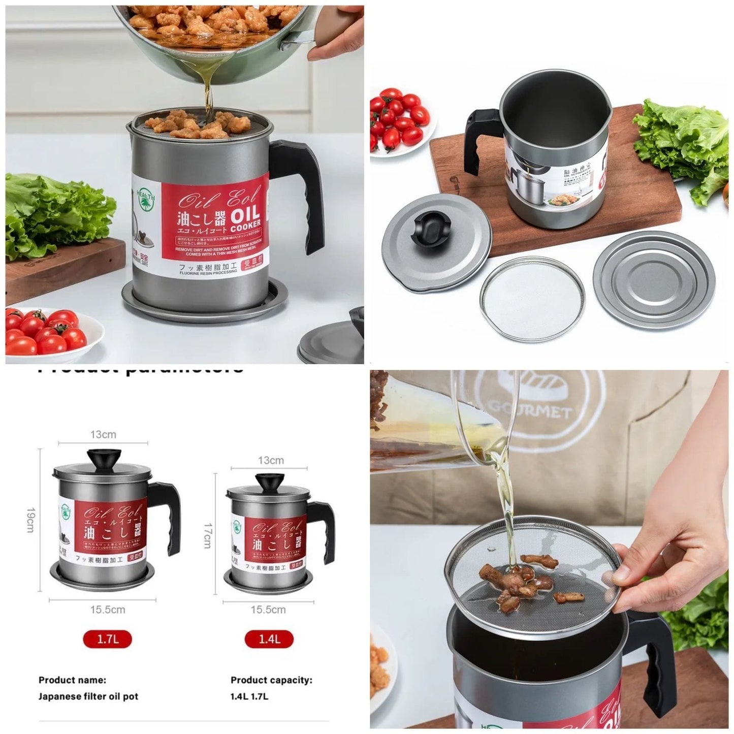 1.4 Litre Kitchen Oil filter Pot
