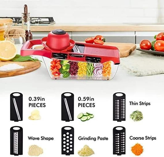 Vegetable Chopper Mandoline Slicer, 10 in 1 Mandoline Slicer Cutter and Grater with Hand Protector, Interchangeable Blades – for Cutting Onions, Potatoes, Carrots and Other Fruits