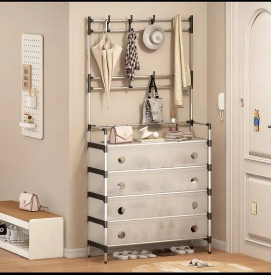 5 Layer Dustproof Shoe Rack with Upper Hanging Bag