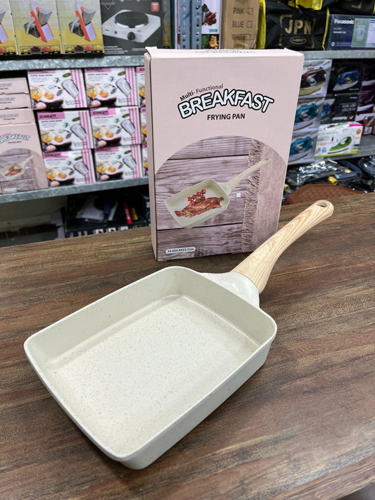 Noj Stick Flat Fry Pan with wooden handle
