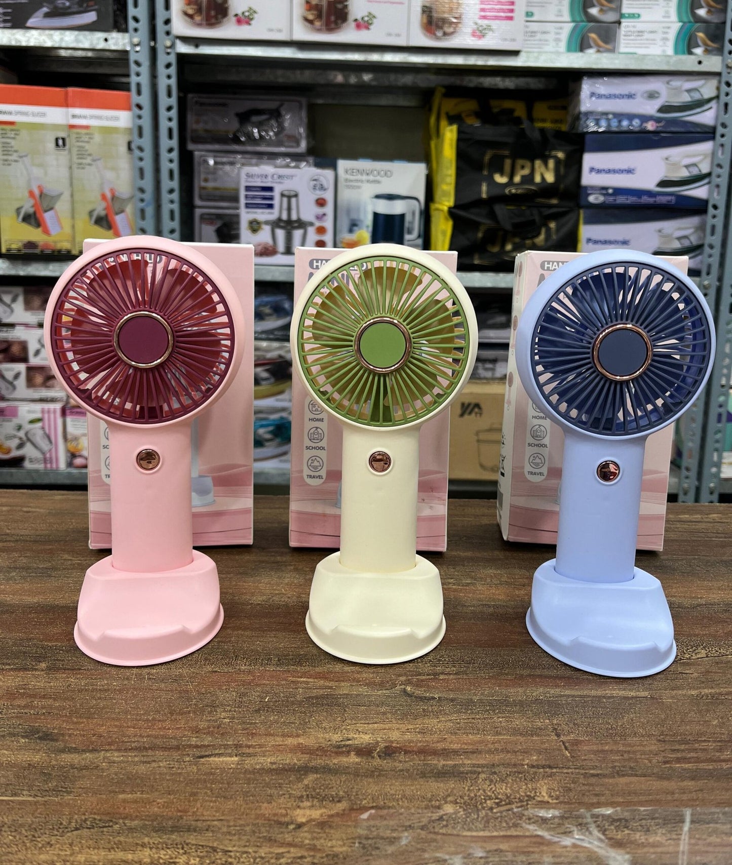 Big Size 3-Speed Rechargeable Fan (Random Colors)