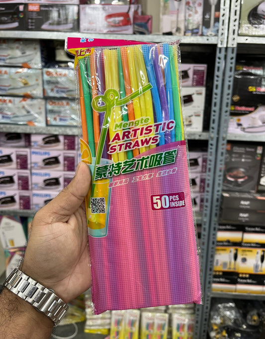 Pack of 50 Disposable & Flexible Artistic Straws